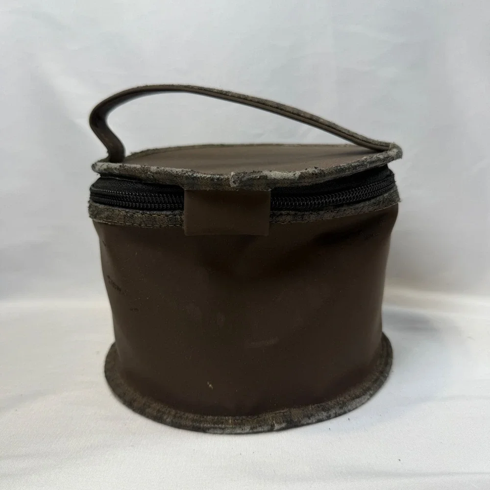 Fendi Vintage Cosmetic Bag Women OS Brown Pequin Stripe Vanity Case Travel Pouch